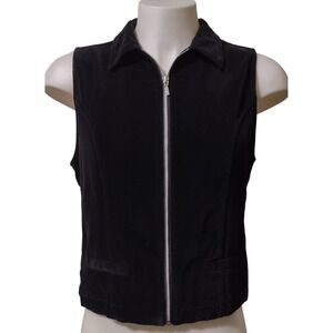 Field Gear Vest Size M Womens Y2K Grunge Gorp Core Black Collared Full Zip Retro